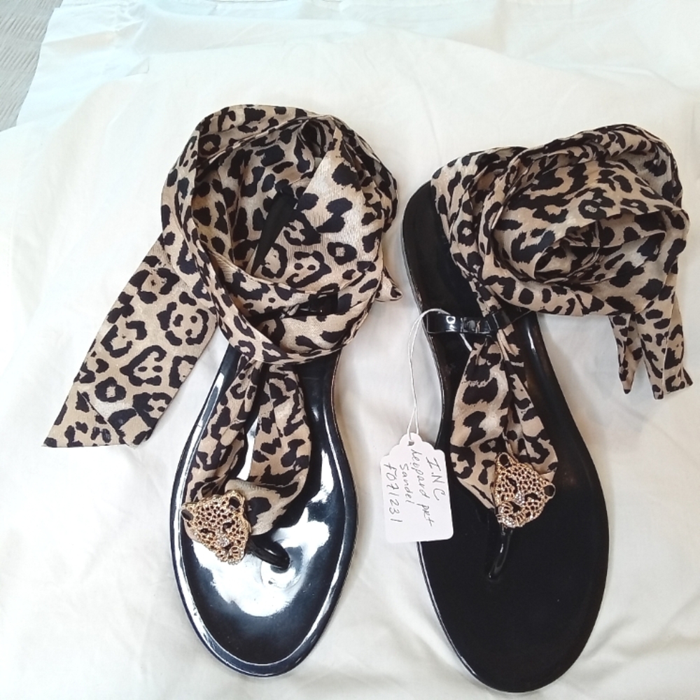INC leopard print  patent leather lace up sandals for women size 8